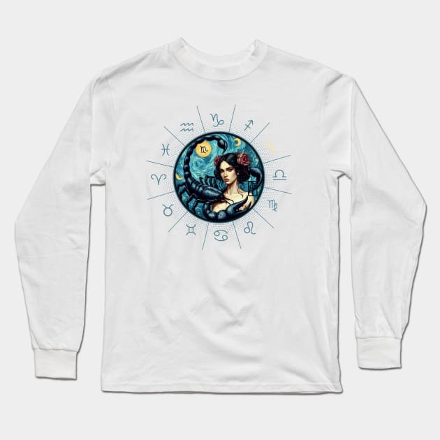 ZODIAC Scorpio - Astrological SCORPIO - SCORPIO - ZODIAC sign - Van Gogh style - 9 Long Sleeve T-Shirt by ArtProjectShop